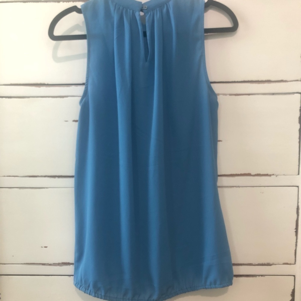 Ann Taylor Factory | Bow-Neck Sleeveless Blouse | S | Dusty Blue - Picture 16 of 16